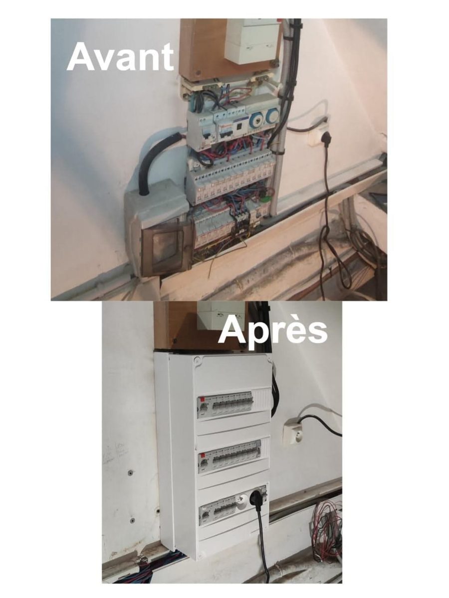 Remplacement d'un tableau électrique vétuste, avant et après travaux