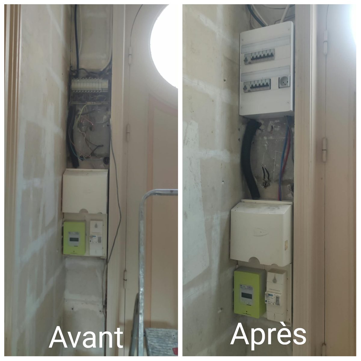 Rénovation complète d'un tableau électrique, avant et après travaux